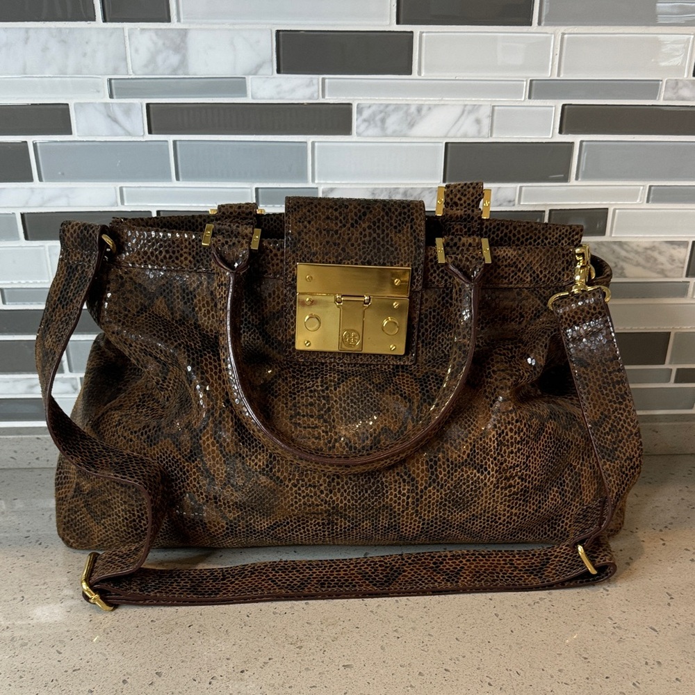 TORY BURCH - Faux Animal Print Shoulder/Handbag - Picture 1 of 12
